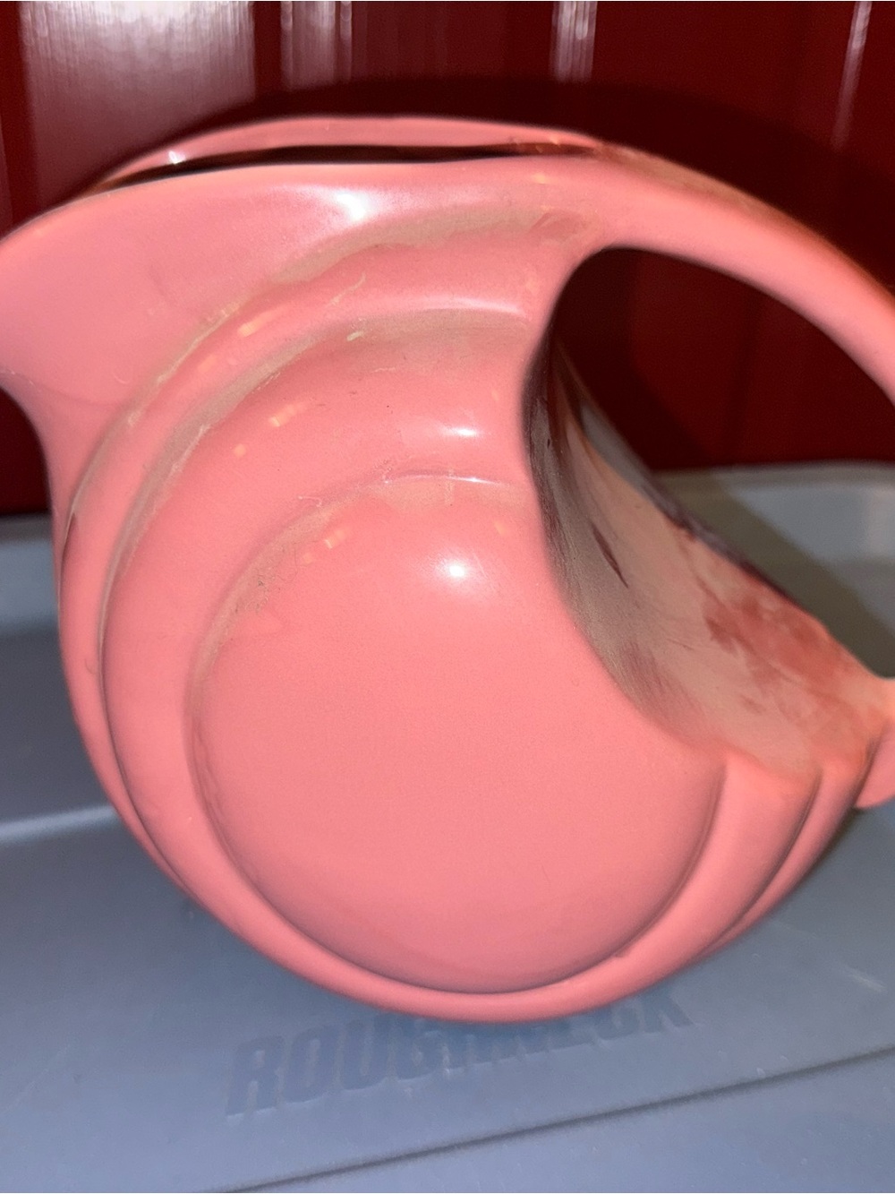 Vintage Pink Ceramic Fiesta Ware
Disc Pitcher in Discontinued
Dusty Rose